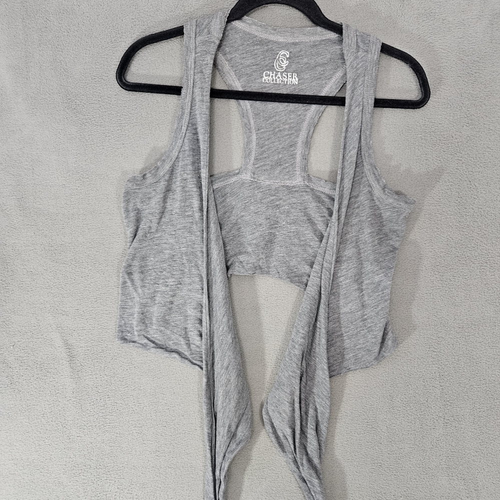 Chaser Collection Womens Large Boho Vest Heather Gray Open Front